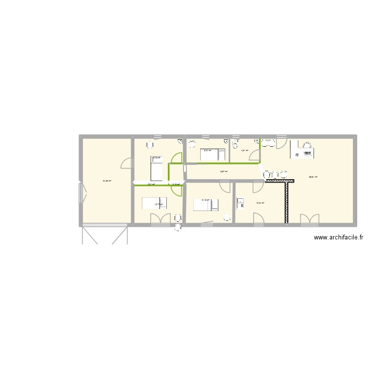 cabinet kiné. Plan de 11 pièces et 127 m2
