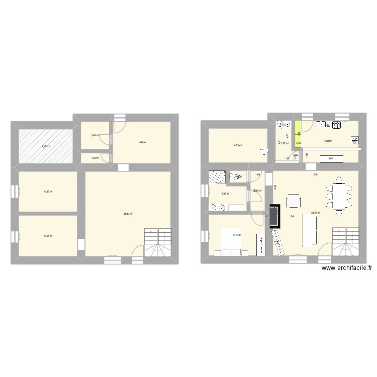 Plan côté. Plan de 15 pièces et 165 m2