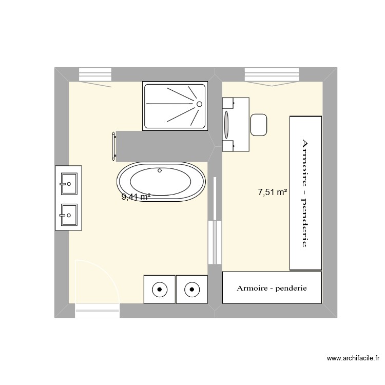 Salle de bains fille. Plan de 0 pièce et 0 m2 Salle de bains fille. Plan de 0 pièce et 0 m2