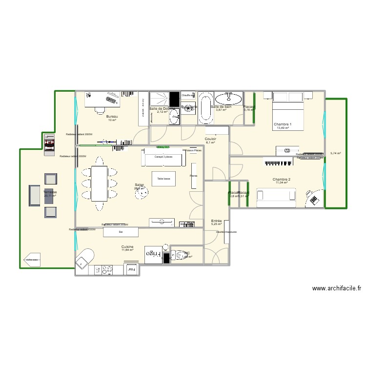 Appart Chesnay vide. Plan de 18 pièces et 121 m2