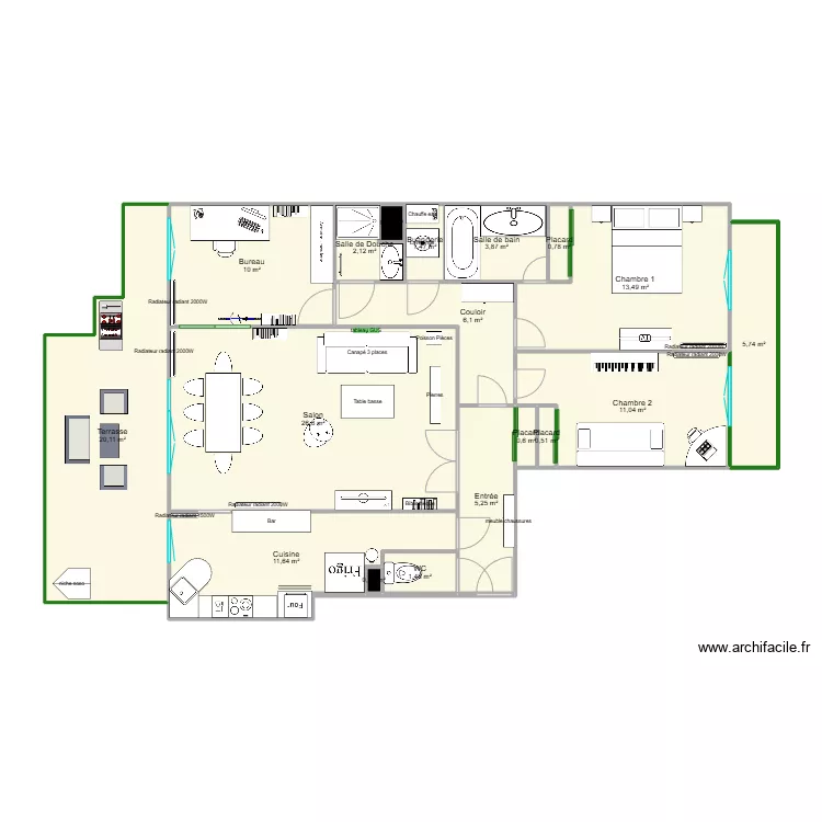 Appart Chesnay vide. Plan de 