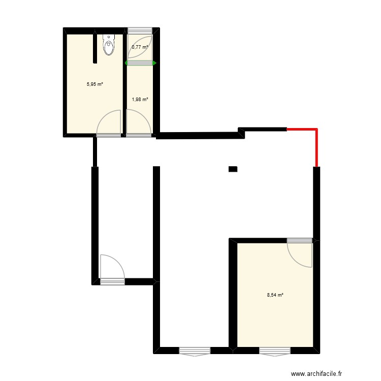 LocalDroite. Plan de 4 pièces et 17 m2