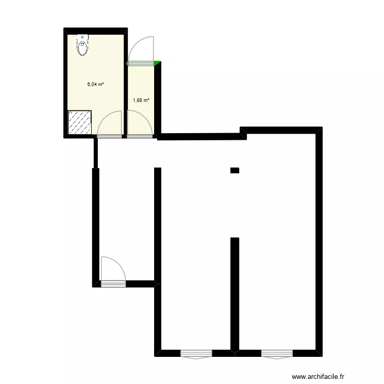 LocalDroite. Plan de 2  et 8 m²