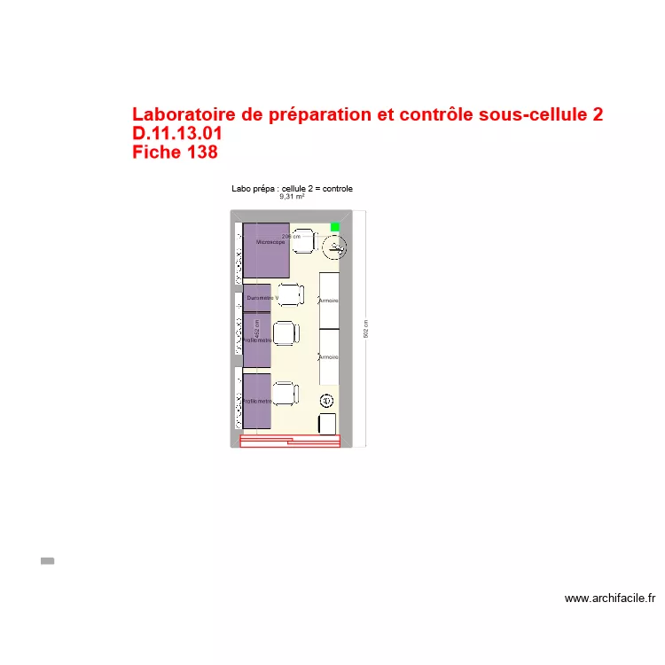 labo preparation  et cntr&ocirc;le des &eacute;chantillons sous cellule 2 contr&ocirc;le V2. Plan de 