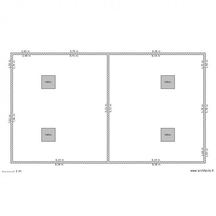 Toiture vue de haut avec Velux. Plan de 0 pièce et 0 m2