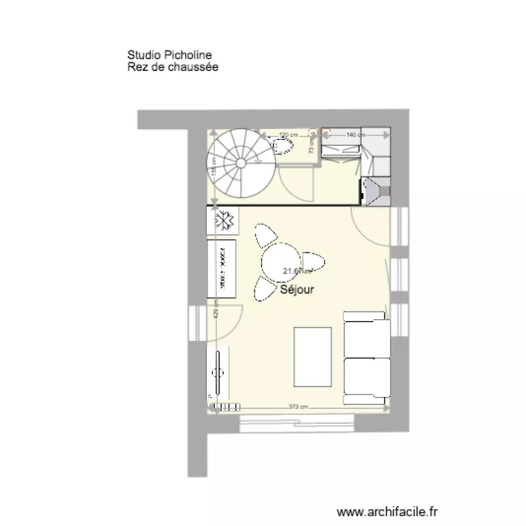 Studio Picholine Rez de chauss&eacute;e  Projet 4 PC 4 bis 2. Plan de 