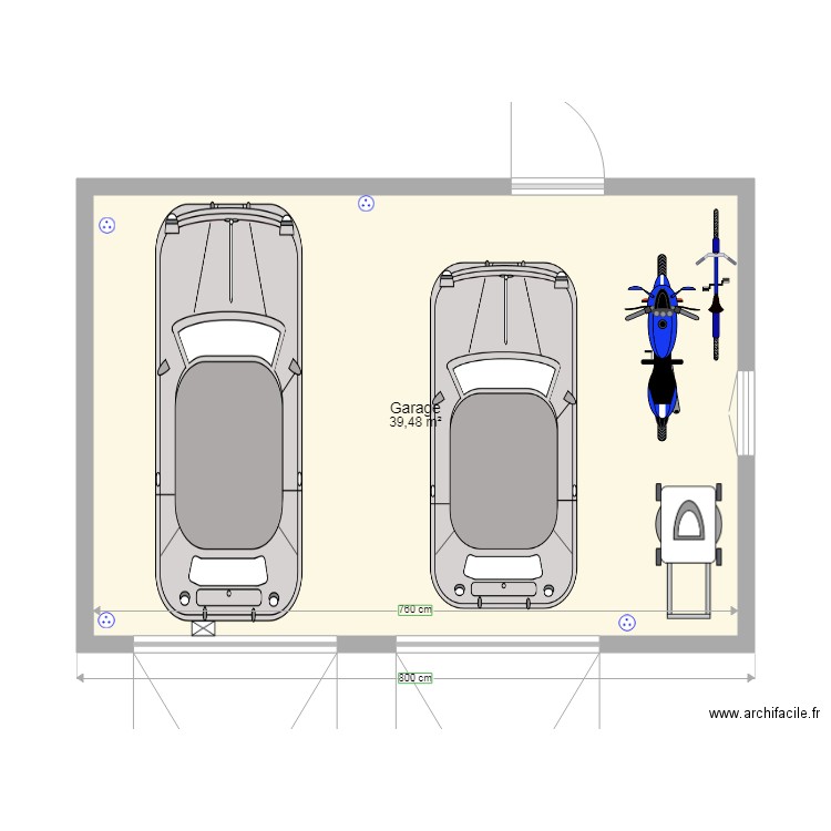 Garage 2 voitures et moto. Plan de 0 pièce et 0 m2