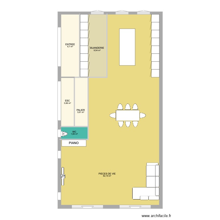 CARNOT. Plan de 6 pièces et 108 m2