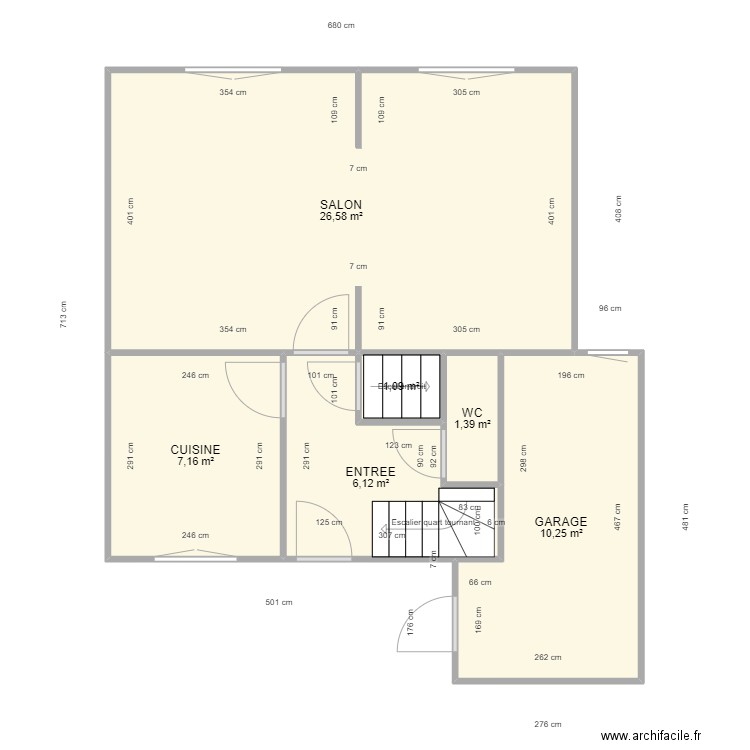 RDC MARAIS. Plan de 6 pièces et 53 m2