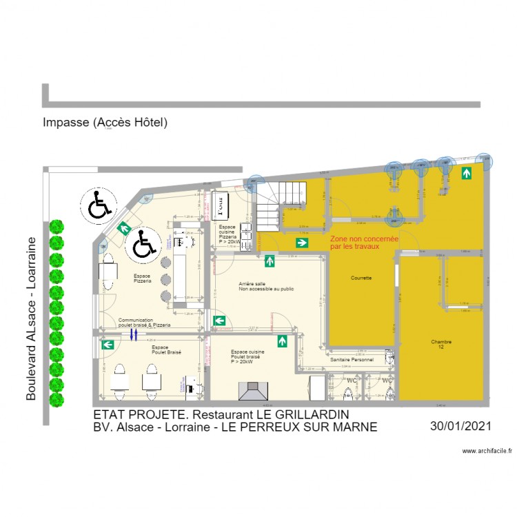 PLAN PROJET Roolokage restaurant Hotel LE GRILLARDIN BV Alsace Laorraine LE PERREUX SUR MARNE. Plan de 0 pièce et 0 m2