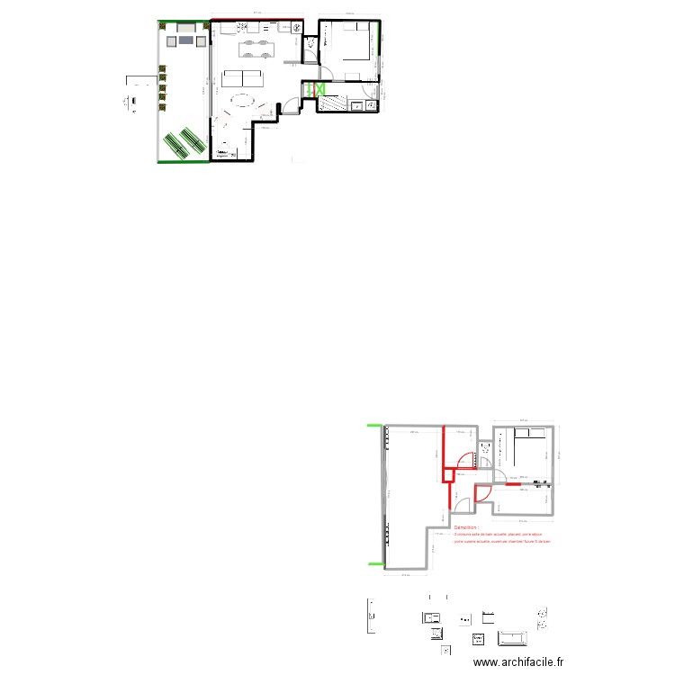 Plan Démolition belle feuille . Plan de 0 pièce et 0 m2