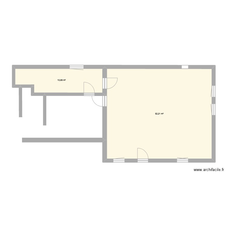 Maison 34 plan 2D. Plan de 2 pièces et 63 m2
