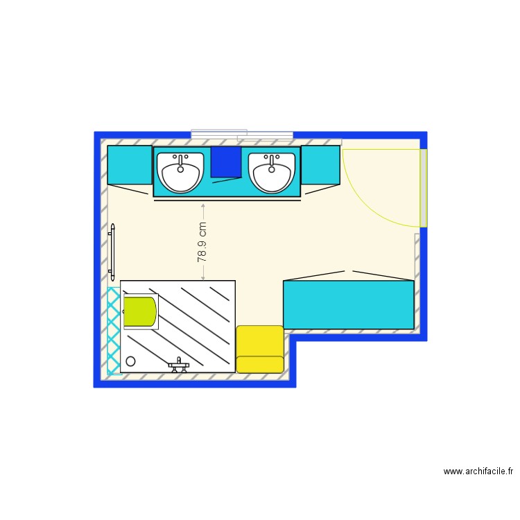 Salle de bain 04. Plan de 1 pièce et 8 m2