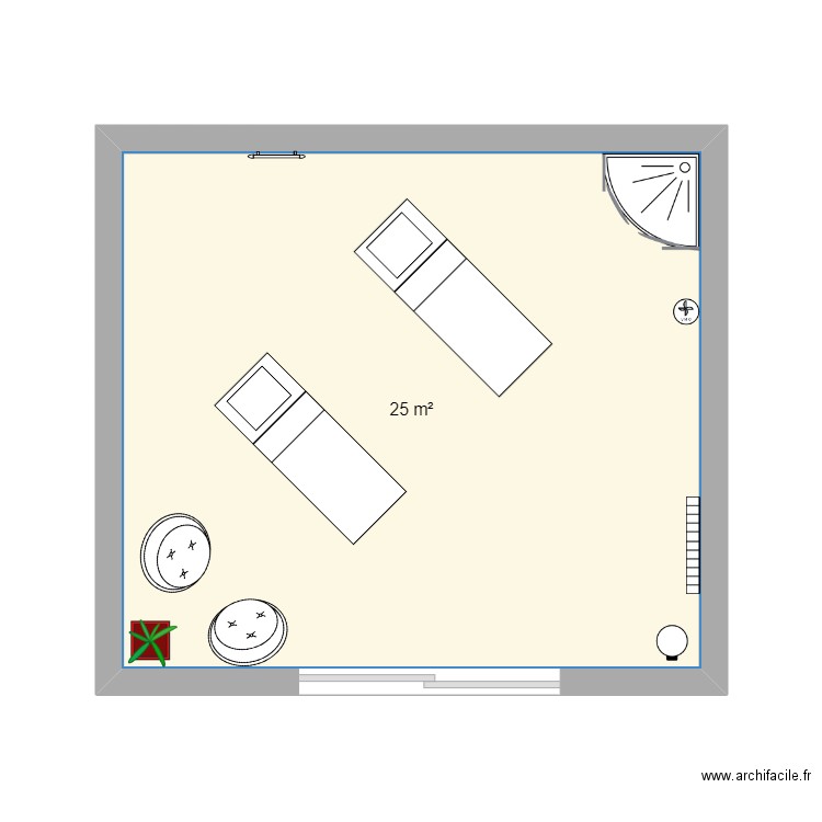 cabine soin corps duo. Plan de 1 pièce et 25 m2