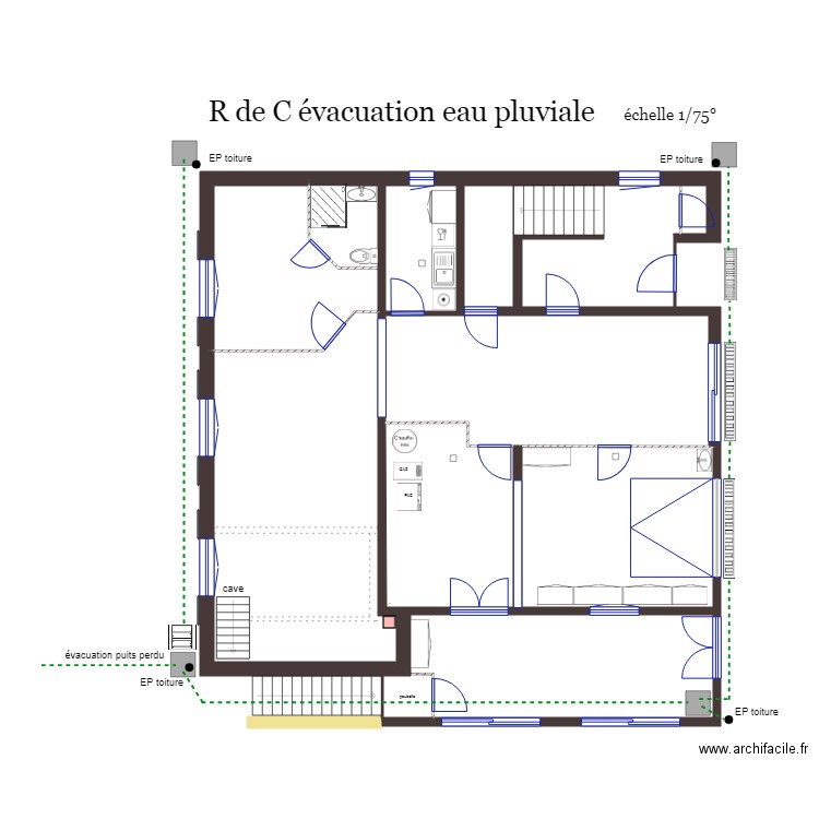 R de C évacuation eaux pluviales. Plan de 0 pièce et 0 m2