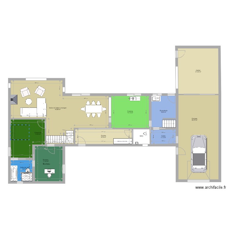 esquisse V 1 2 Maison en U plan pied 1 étage juin 2021. Plan de 0 pièce et 0 m2