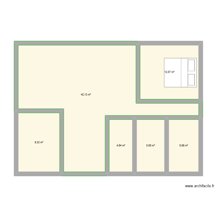 appart. Plan de 6 pièces et 80 m2