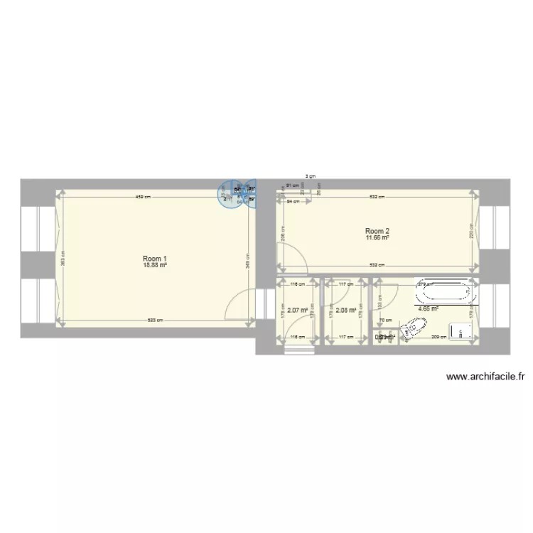 SCHI6 2 Room Whg Bestand. Plan de 