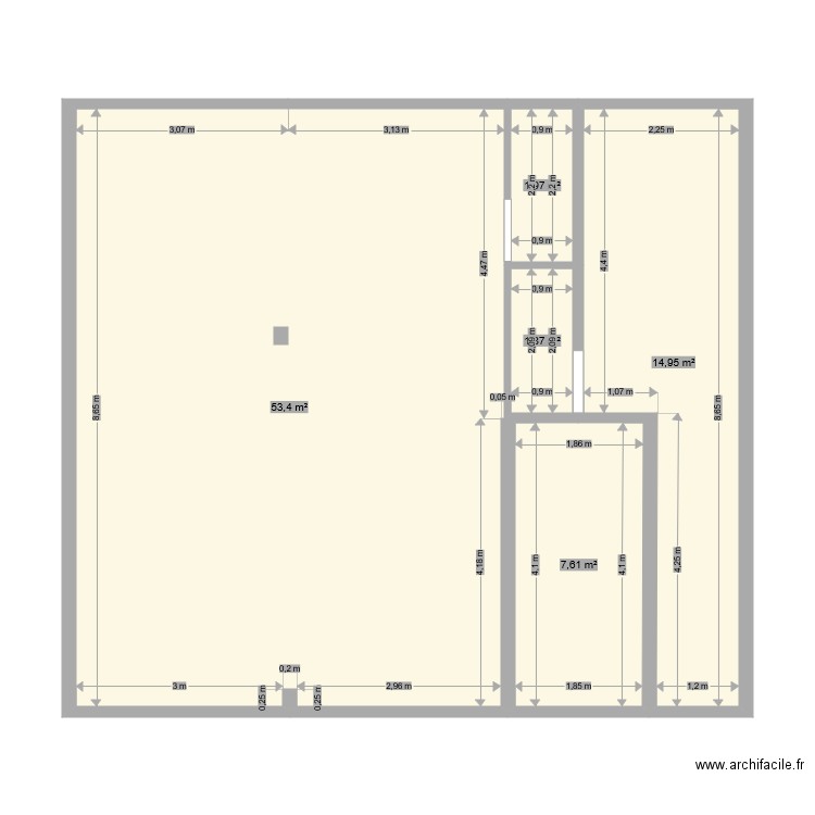 new plan. Plan de 5 pièces et 80 m2