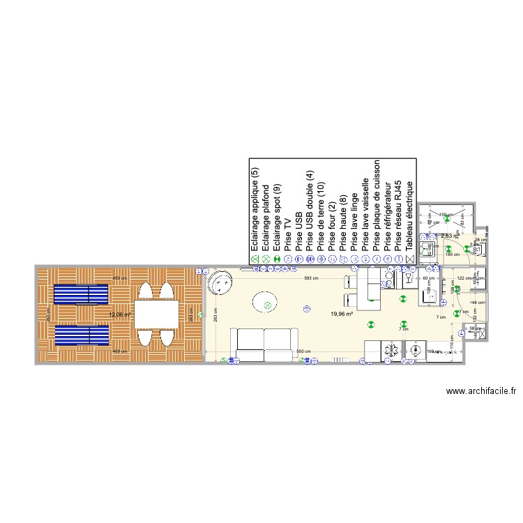 Studio Britania final 1. Plan de 3 pièces et 35 m2