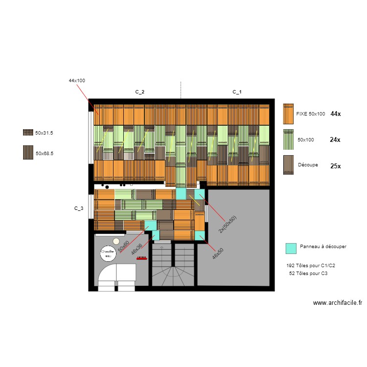 Chauffage 2. Plan de 4 pièces et 70 m2