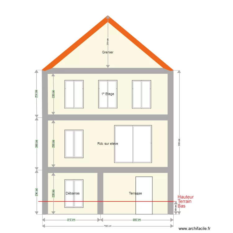 Façade arriere. Plan de Façade arriere. Plan de