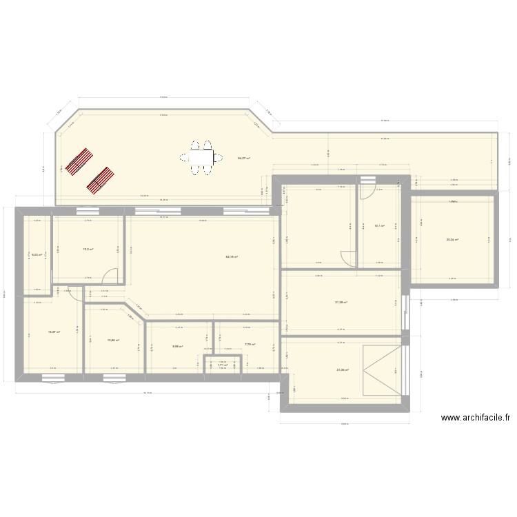 Plan Rez de Chaussée Copie1. Plan de 13 pièces et 281 m2