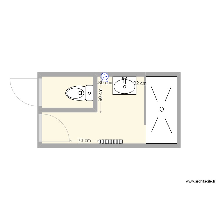 Tata V2. Plan de 2 pièces et 6 m2