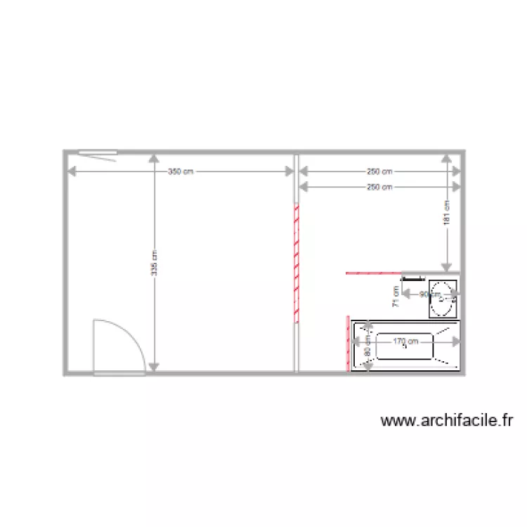 Chambre d&eacute;finitif verri&egrave;re. Plan de 