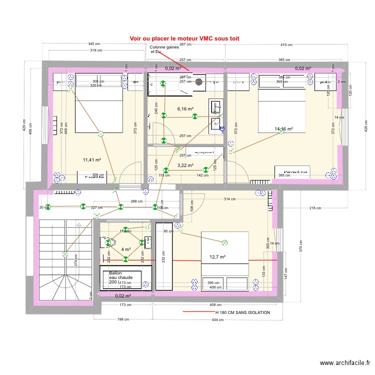 LEROUX LA BAULE R+1  PLAN ELECTRIQUE. Plan de 9 pièces et 52 m2