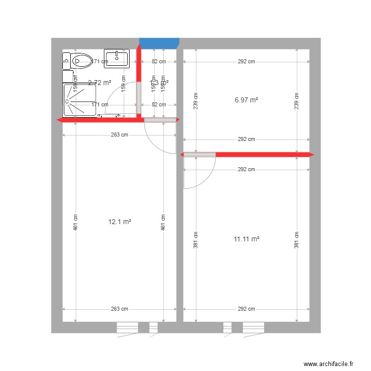 SDBHIL2. Plan de 5 pièces et 34 m2