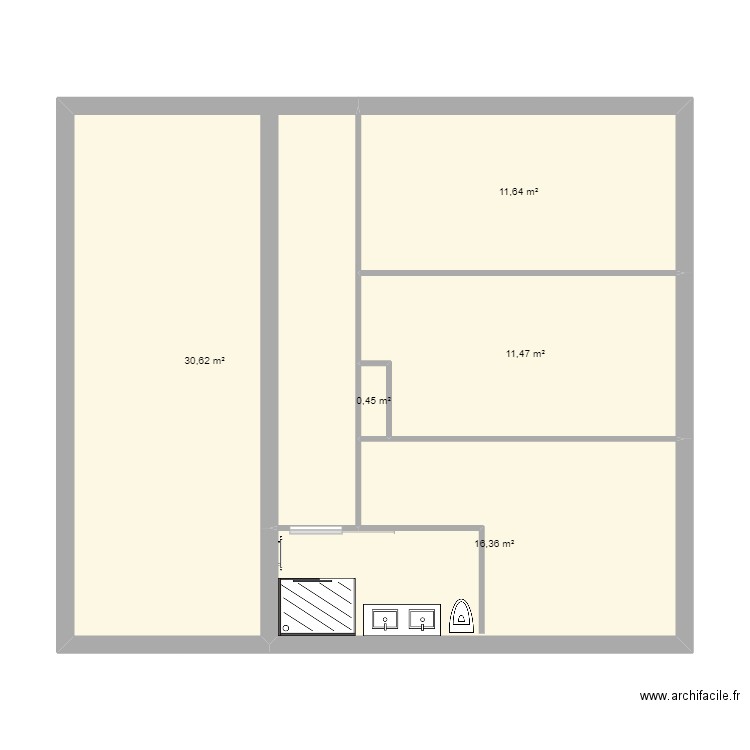 maison 1. Plan de 5 pièces et 71 m2