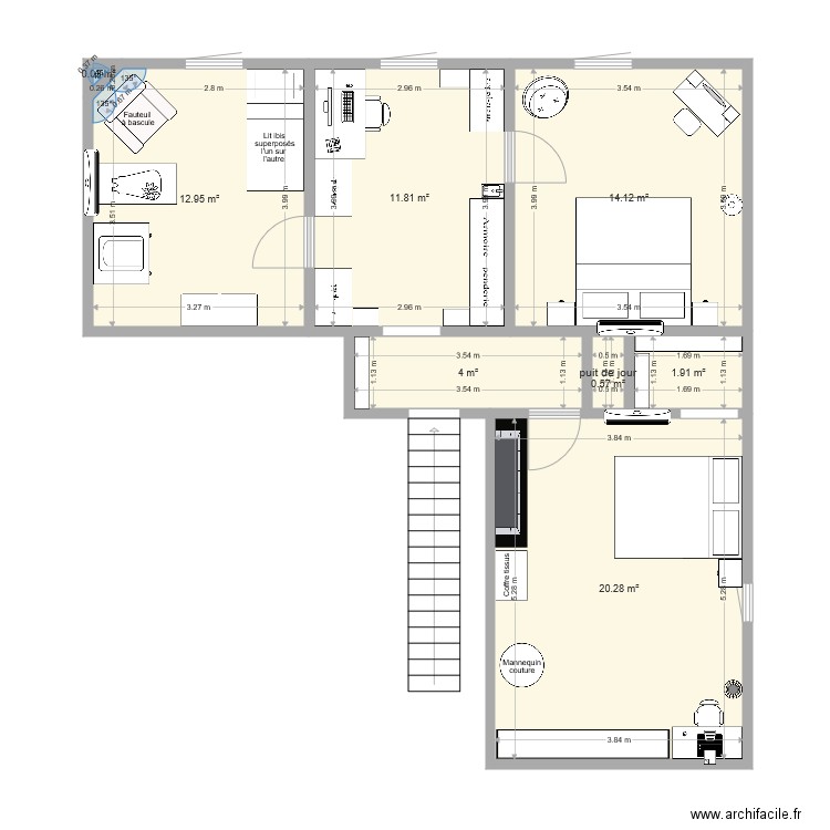 emménagement étage Montastruc version BB 2. Plan de 0 pièce et 0 m2