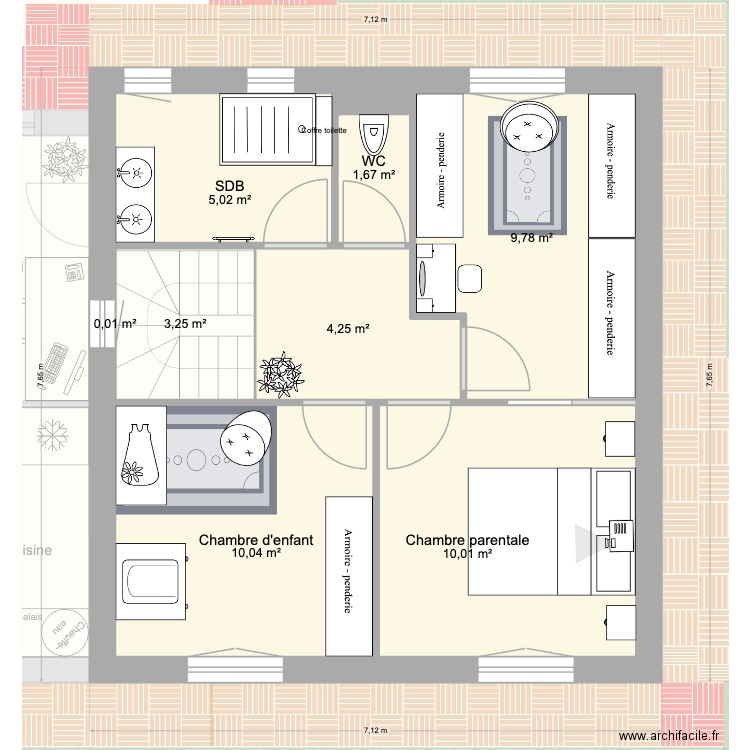 Etage avec coffre. Plan de 14 pièces et 522 m2