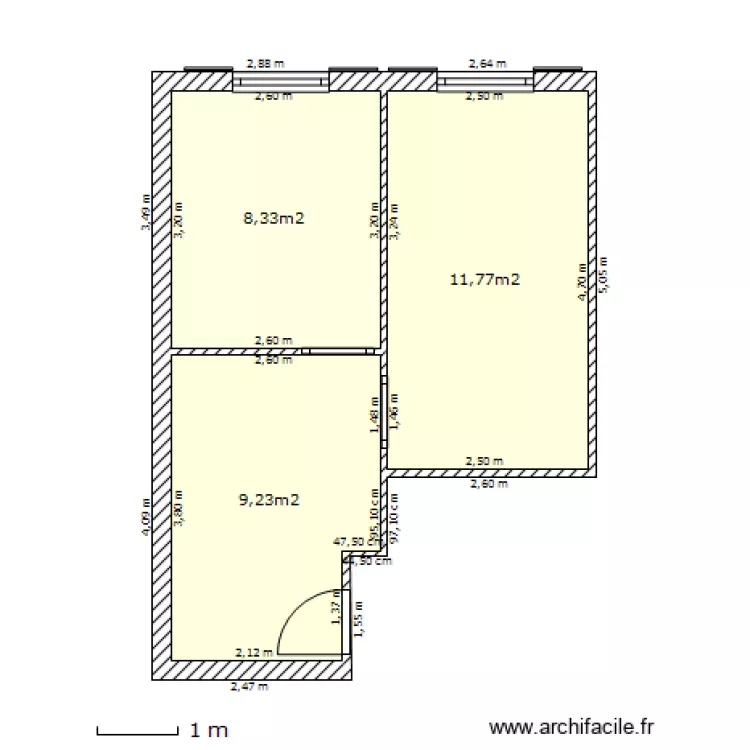 Appartement Montreuil avant travaux. Plan de 