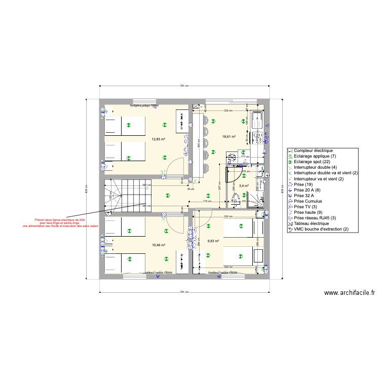 Sous-Sol V4 - EDOUARD. Plan de 5 pièces et 55 m2