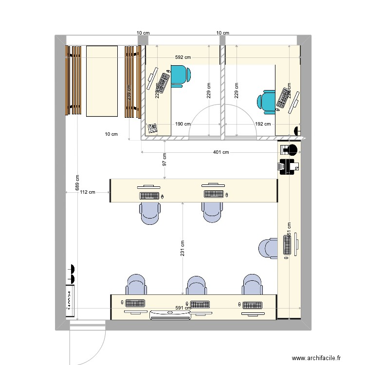 Bureau final2. Plan de 1 pièce et 40 m2