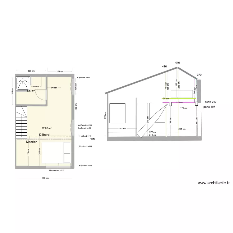 studio V2 Mezzanine hauteur. Plan de studio V2 Mezzanine hauteur. Plan de