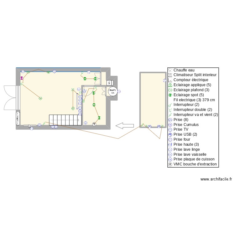 studio tp homes electricité. Plan de 4 pièces et 23 m2