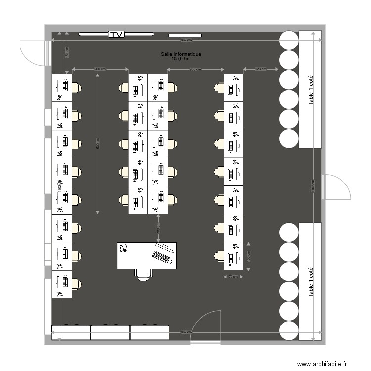 Plan salle informatique configuration 4. Plan de 0 pièce et 0 m2
