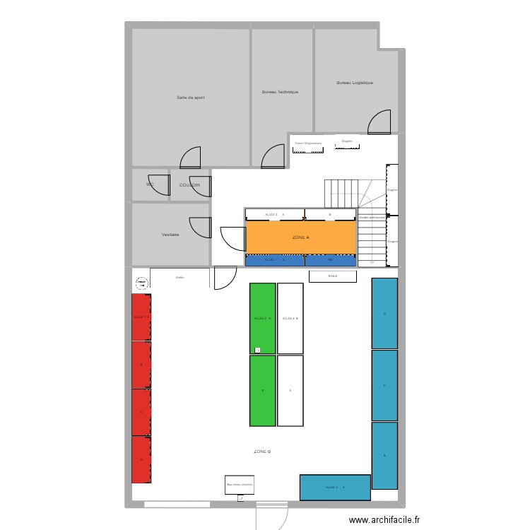 Plan du depot en 2d. Plan de 8 pièces et 171 m2