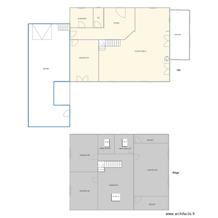 dezere am rdc étage 1267. Plan de 17 pièces et 315 m2