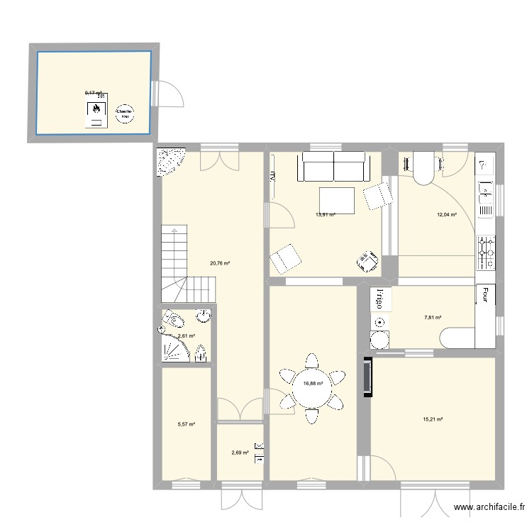 maison Alzonne 101. Plan de 10 pièces et 107 m2