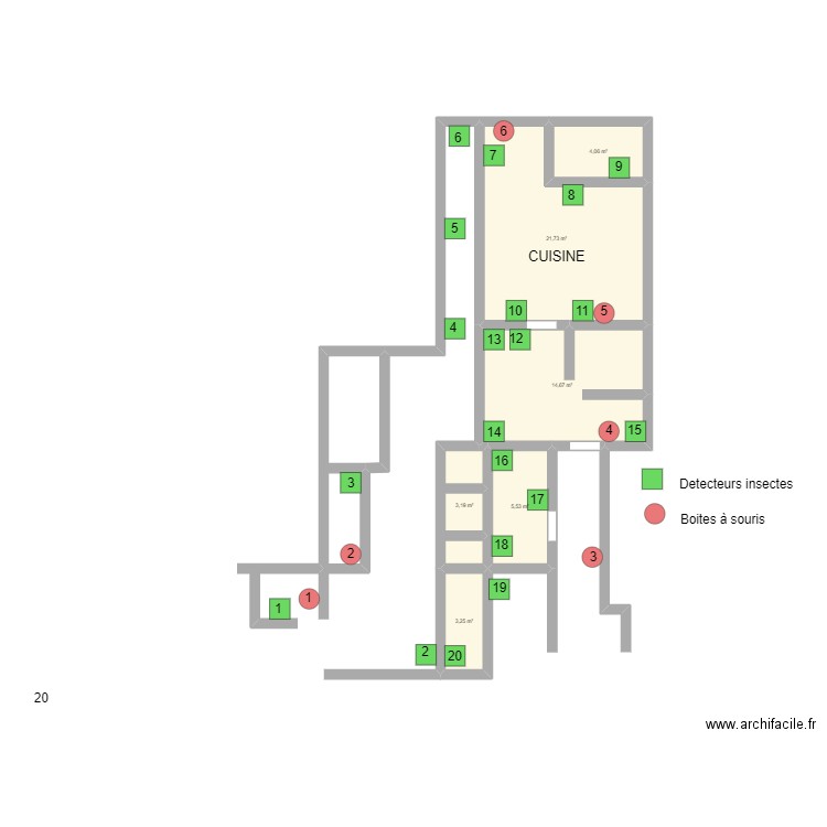 CPAS WATERLOO. Plan de 6 pièces et 52 m2