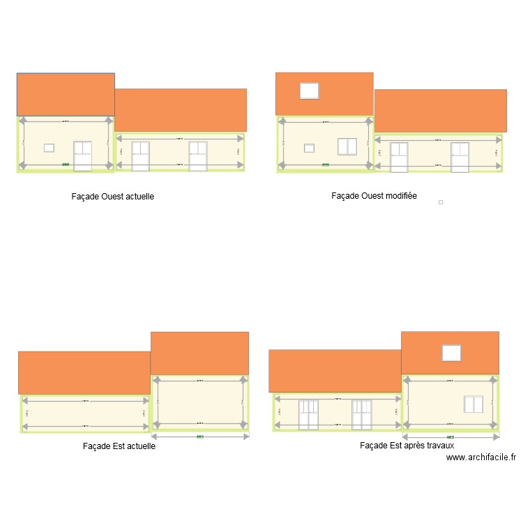 Fargues toiture et façades ouest modifiées. Plan de 0 pièce et 0 m2
