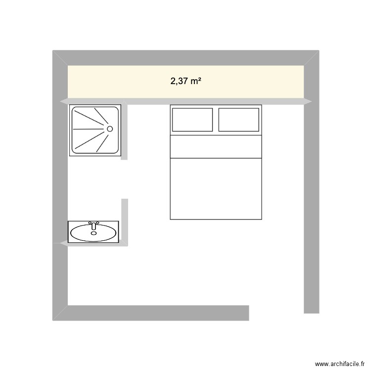 trou d'eau 6. Plan de 1 pièce et 2 m2