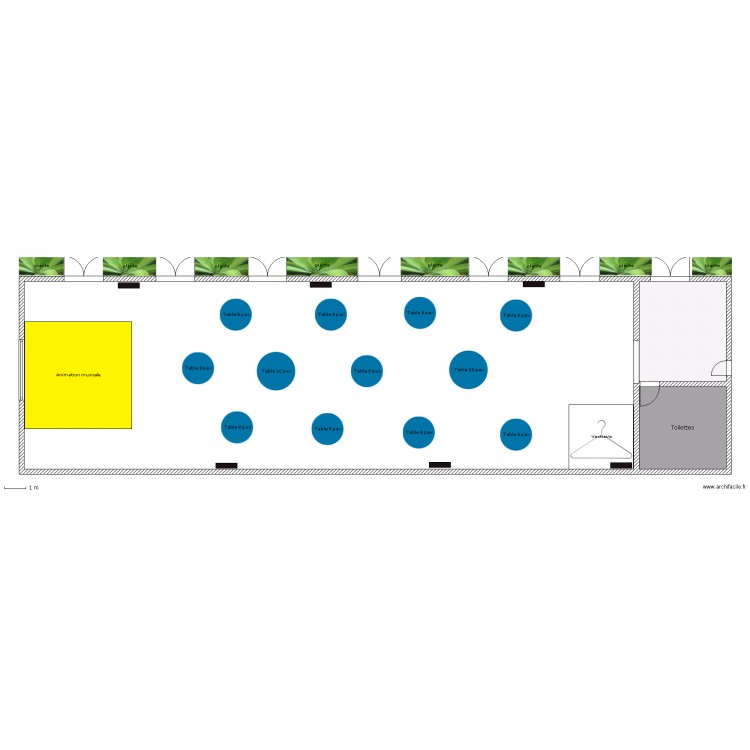 salle diner assis tables rondes 100 pax . Plan de 0 pièce et 0 m2