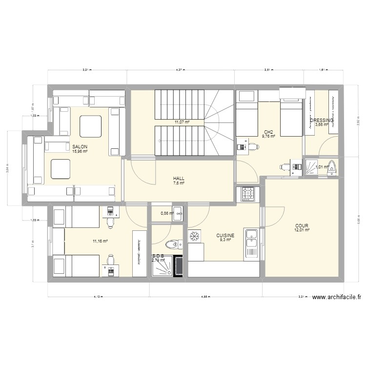 Maison 96M. Plan de 0 pièce et 0 m2