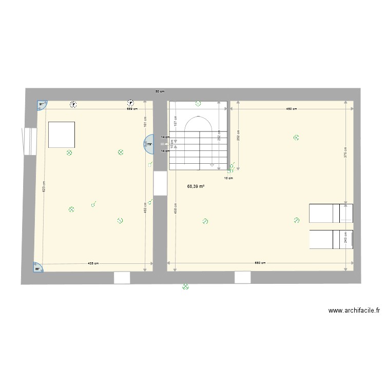 grenier Maison Védrines. Plan de 1 pièce et 68 m2