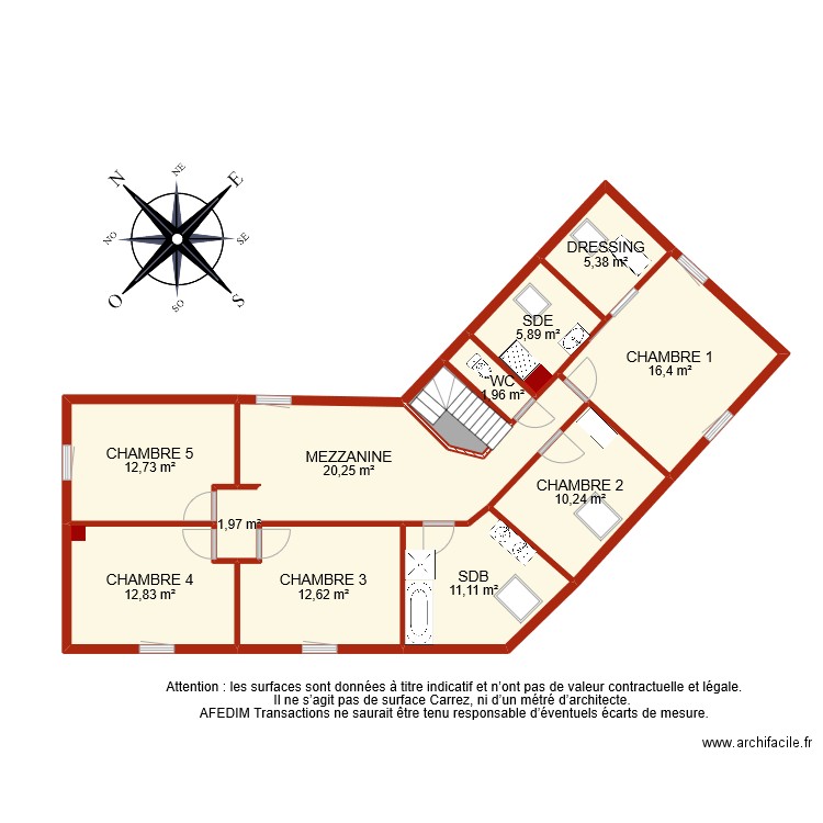 BI 9224 ETAGE EF. Plan de 12 pièces et 115 m2